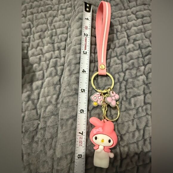 My Melody Pink Strap Keychain with Charms & Wristlet – Sanrio Kawaii Cute Gift - Picture 5 of 17